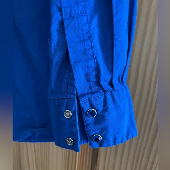 Royal Blue Wrangler Long Sleeve Blue Snaps Size Small - Picture 6 of 8